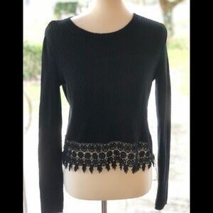 L.A Hearts Sweater with crochet, fringe bottom